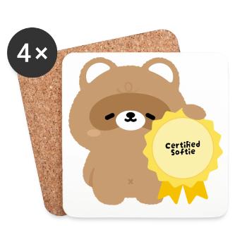 Certified Softie Beaver - Coasters (set of 4) - white - Front