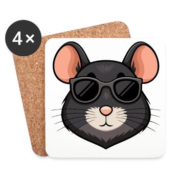 Mouse chic schwarze Brille - Untersetzer (4er-Set) - Weiß - Vorne