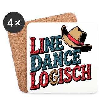Line Dance Logisch - Untersetzer (4er-Set) - Weiß - Vorne