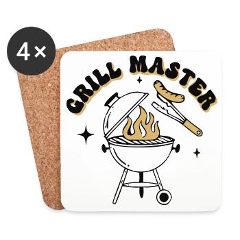 Funny Grill Master BBQ Dad - Coasters (set of 4) - white - Front
