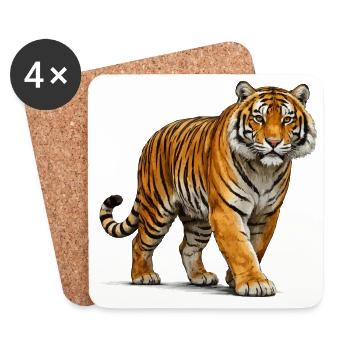 Wild Tiger Wildlife - Coasters (set of 4) - white - Front