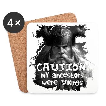 Caution_my_ancestors_were_Vikings - Dessous de verre (lot de 4) - blanc - Devant