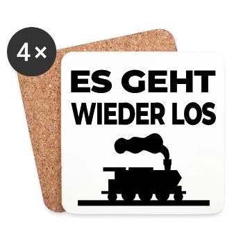Dampflok - Untersetzer (4er-Set) - Weiß - Vorne
