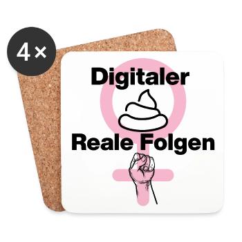 DIGITALER KACK, REALE FOLGEN! ♀️GIRL POWER, FEMALE - Untersetzer (4er-Set) - Weiß - Vorne