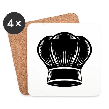 Chapeau de chef - Dessous de verre (lot de 4) - blanc - Devant