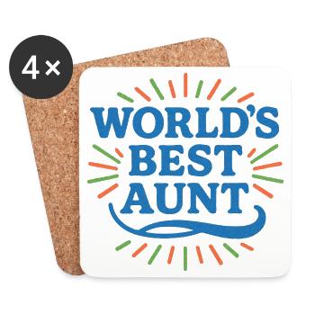 Célébration de la meilleure tante du monde - Dessous de verre (lot de 4) - blanc - Devant