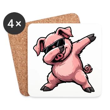 Dabbing Schwein - Untersetzer (4er-Set) - Weiß - Vorne