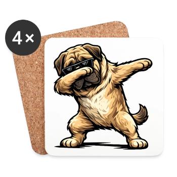 Mastiff en forme de dab - Dessous de verre (lot de 4) - blanc - Devant