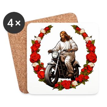 Jesus Motorcycle - Coasters (set of 4) - white - Front