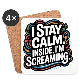 Je suis calme – à l’intérieur je crie - Dessous de verre (lot de 4) - blanc - Devant