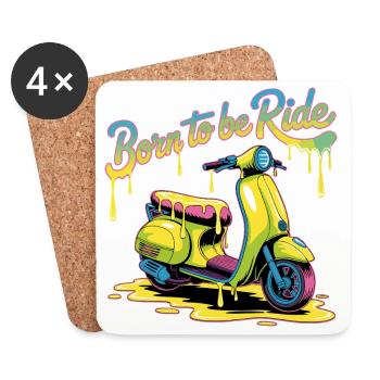 Né pour faire du scooter Neon Splash - Dessous de verre (lot de 4) - blanc - Devant