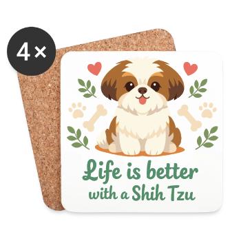 Life Is Better With A Shih Tzu Cute Dog Lover - Coasters (set of 4) - white - Front