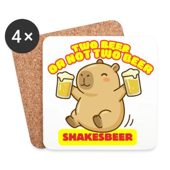 Zwei Bier oder nicht zwei Bier – Shakesbeer – Capybara - Untersetzer (4er-Set) - Weiß - Vorne