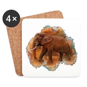 Aquarell Elefant Farbklecks - Untersetzer (4er-Set) - Weiß - Vorne