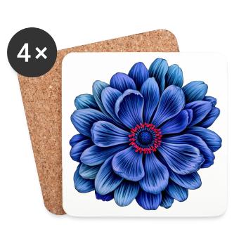 Blaue blüte mit roter Mitte anemone - Untersetzer (4er-Set) - Weiß - Vorne