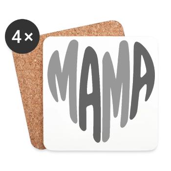 Mom lettering heart logo - Coasters (set of 4) - white - Front