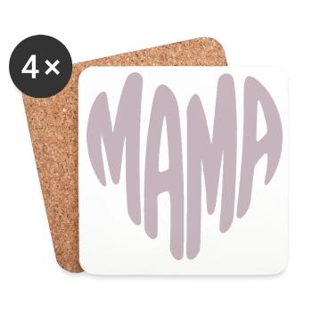 Mama Herz Typografie - Untersetzer (4er-Set) - Weiß - Vorne