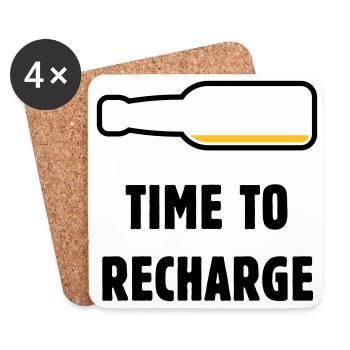 Temps de recharger (Bière / Bière / Pourriture 2C) - Dessous de verre (lot de 4) - blanc - Devant