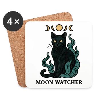 Moon Guardian Cat Picture - Coasters (set of 4) - white - Front