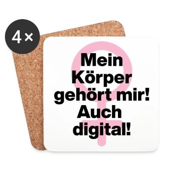 MEIN KÖRPER GEHÖRT MIR, AUCH DIGITAL! ♀ GIRLPOWER - Untersetzer (4er-Set) - Weiß - Vorne