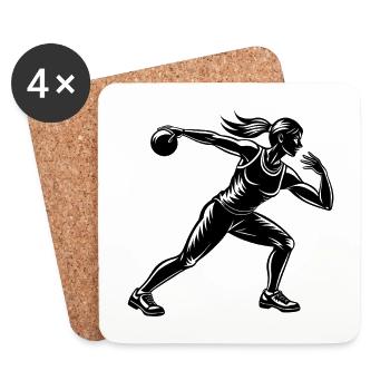 Girl Shot Put Thrower for Track - Coasters (set of 4) - white - Front