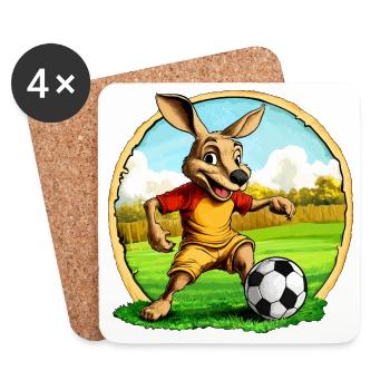 Footballeur Kangaroo - Dessous de verre (lot de 4) - blanc - Devant