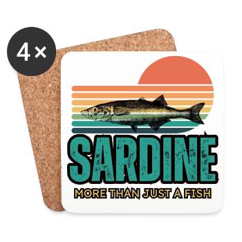 retro sardine - sardines funny - Coasters (set of 4) - white - Front