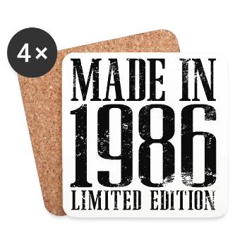 Cadeau d’anniversaire Vintage Born Vintage 1986 - Dessous de verre (lot de 4) - blanc - Devant