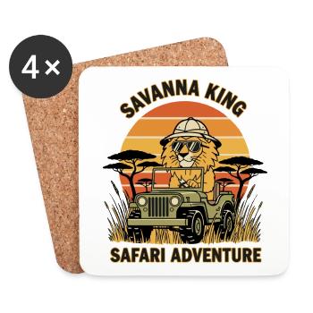 Lion Safari Savanna King Safari Adventure - Coasters (set of 4) - white - Front