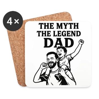 La légende du mythe de l’homme - Meilleur cadeau pour la fête des pères - Dessous de verre (lot de 4) - blanc - Devant