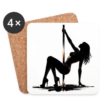 Danse exotique à la barre : Art sexy de squat en talons hauts - Dessous de verre (lot de 4) - blanc - Devant