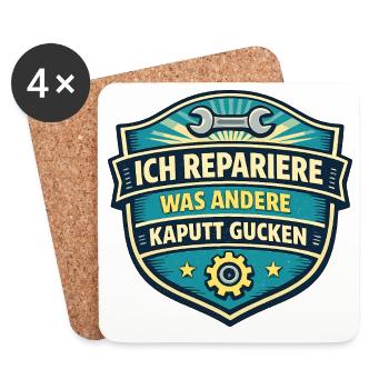 Ich repariere, was andere kaputt gucken - Untersetzer (4er-Set) - Weiß - Vorne