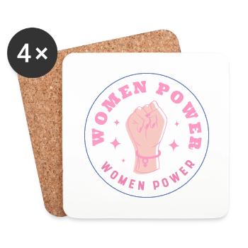 WOMEN POWER – FIST OF UNITY! ♀ GIRLS SISTERS - Coasters (set of 4) - white - Front