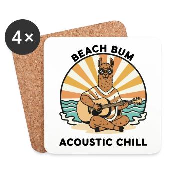 Lama Guitare Beach Bum Acoustic Chill - Dessous de verre (lot de 4) - blanc - Devant