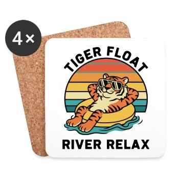 Tigre Bouée Rétro Tiger Float River Relax - Dessous de verre (lot de 4) - blanc - Devant