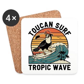Toucan Surf Tropic Wave Ocean Vibes - Dessous de verre (lot de 4) - blanc - Devant