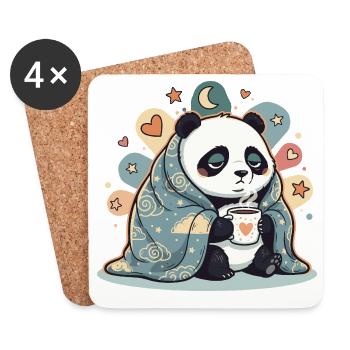 Kuschelpanda unter Wolkendecke - Untersetzer (4er-Set) - Weiß - Vorne