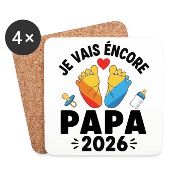cadeau Encore Papa cette Année - Dessous de verre (lot de 4) - blanc - Devant