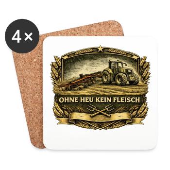 Ohne Heu Kein Fleisch Vintage Emblem - Untersetzer (4er-Set) - Weiß - Vorne