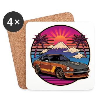 JDM car Japanese Retro Car Racing Drifting Legend - Coasters (set of 4) - white - Front
