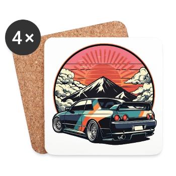 JDM car Japanese Retro Car Racing Drifting Legend - Coasters (set of 4) - white - Front
