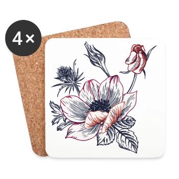 Vintage Bouquet - Coasters (set of 4) - white - Front