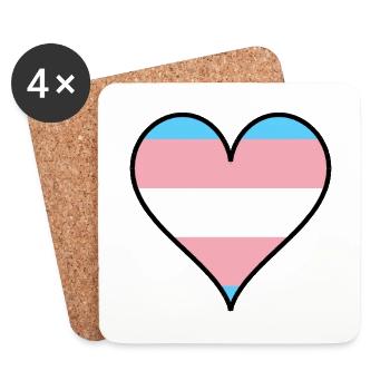 Trans Pride Herz - Untersetzer (4er-Set) - Weiß - Vorne