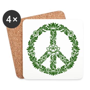 Peace Zeichen Blumen Floral Boho Style - Untersetzer (4er-Set) - Weiß - Vorne