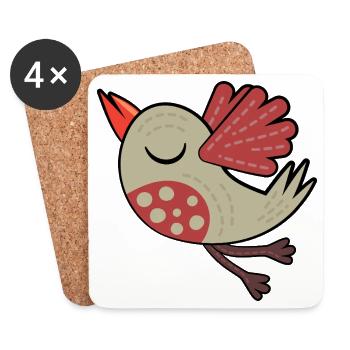 Kleiner Brauner Vogel - Untersetzer (4er-Set) - Weiß - Vorne