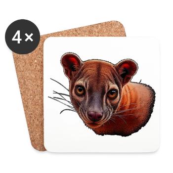 Fossa kopf Nahaufnahme Portrait - Untersetzer (4er-Set) - Weiß - Vorne