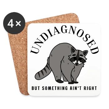 Undiagnostiziert, aber irgendetwas stimmt nicht, Waschbär - Untersetzer (4er-Set) - Weiß - Vorne