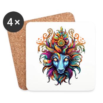 Magie volcanique de la tête de lion coloré - Dessous de verre (lot de 4) - blanc - Devant