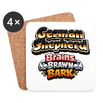 Berger allemand : Pouvoir intelligent - Dessous de verre (lot de 4) - blanc - Devant