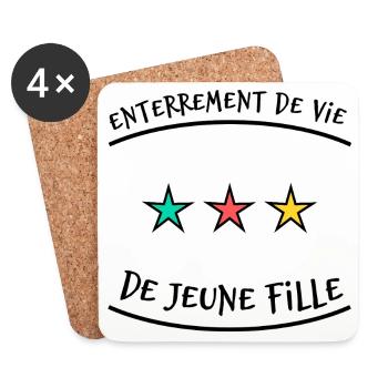 EVJF. JUST MARRIED. EVJF. SAINT VALENTIN. COUPLE.  - Dessous de verre (lot de 4) - blanc - Devant